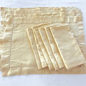 Yellow Linen Placemats & Napkins Set